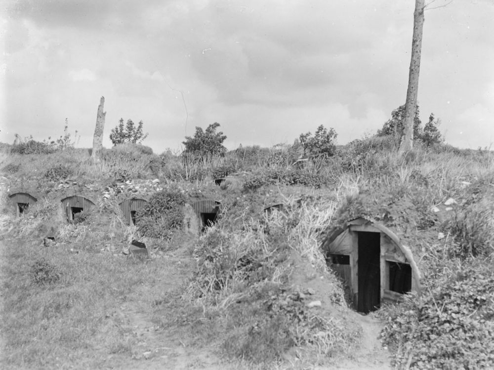 Dug-outs built into hills, Ypres.